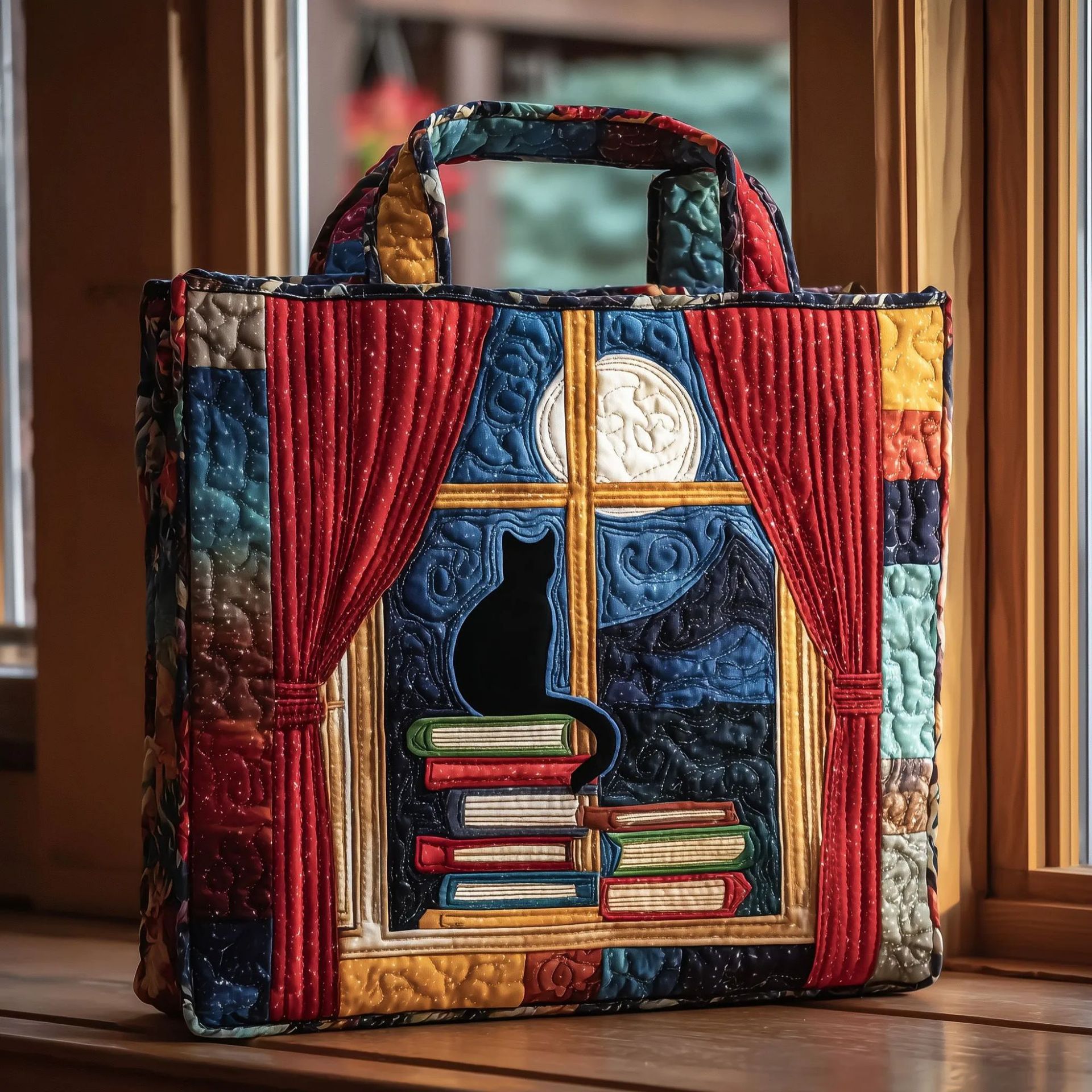 Creative, High-Capacity Tote Bag With Digital Print And Quilted Embroidery