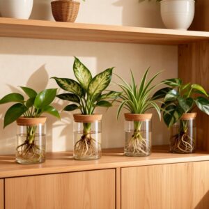 4Pack Glass Propagation Stations For Plants Indoor Glass Planters Hydroponic Plant Vases 2 Large 2 Small For Plant Cuttings Flower Arrangements