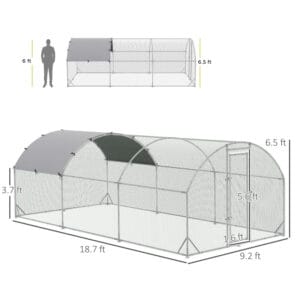 Large Chicken Coop Metal Chicken Run With Waterproof And Anti-UV Cover, Dome Shaped Walk-in Fence Cage Hen House For Outdoor And Yard Farm Use, 1Tube Diameter,