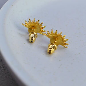 Vintage Brass-Gilded 925 Silver Stud Earrings For Women