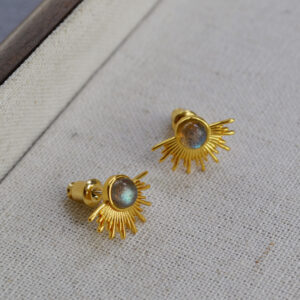 Vintage Brass-Gilded 925 Silver Stud Earrings For Women