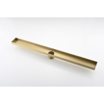 24 Inch Linear Shower Drain With 2-in-1 Flat & Tile Insert Removable Cover, 304 Stainless Steel With Hair Strainer And Leveling Feet, Brushed Gold
