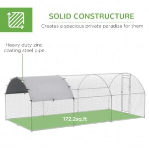 Large Chicken Coop Metal Chicken Run With Waterproof And Anti-UV Cover, Dome Shaped Walk-in Fence Cage Hen House For Outdoor And Yard Farm Use, 1Tube Diameter,