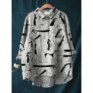 Womens European And American-style Retro Digital-print Animal Shirt