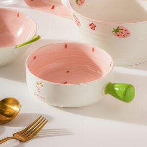 Creative Pink Strawberry-themed Hand-held Bowl Soup Pot And Baking Pan For Home Use