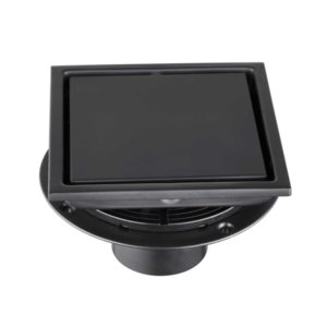 6 Inch Square Shower Drain With 2-in-1 Flat & Tile Insert Removable Cover, 304 Stainless Steel With Flange And Hair Strainer, Matte Black