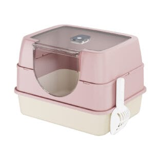 Dark Gray Top Entry Fully Enclosed Cat Litter Box, With Free Scoop & Litter Mat, Anti-Splash & Odor Locking, For Large Cats & Multi-Cat Households