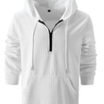 Mens Plaid Jacquard Solid-Color Casual Hoodie