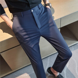 Mens Casual Solid-color Slim-fit Pants