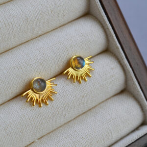 Vintage Brass-Gilded 925 Silver Stud Earrings For Women