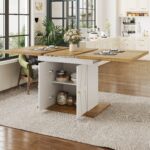 Extendable Dining Table With Relief Pattern - For Kitchen & Living Room, Wood Veneer Finish, Size 110x70x76.5cm Extends To 140cm