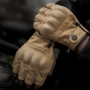 Vintage Leather Half-Finger Motorcycle Gloves