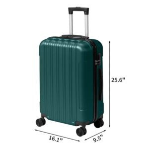 Three-in-one Textured Frosted Case Shell, Non-TSA Customs Lock, 28-inch Detachable Wheels, ABS Trolley Case, 20in, 24in, 28in, ABS, All-color Dark Green