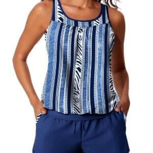 Womens Stylish Two-Piece Tankini Swimsuit