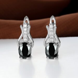 Oval Garnet Crystal Champagne Gold Ear Clips For Women