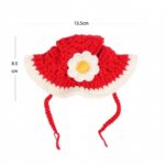 New Year Red Knitted Sunflower Hat For Cats