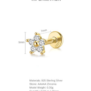 Minimalist Flower Horse-Eye Sunflower Diamond-Encrusted Sterling Silver Earrings