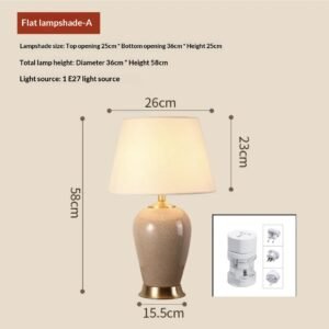 Jingdezhen Camphor Wood Ceramic American-Style Minimalist Chinese Table Lamp