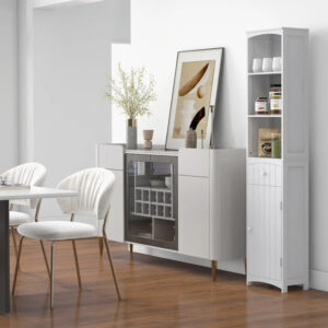 Bathroom Storage Cabinet, Free Standing Bathroom Storage Unit, Tall Linen Tower With 3-Tier Shelves And Drawer, White