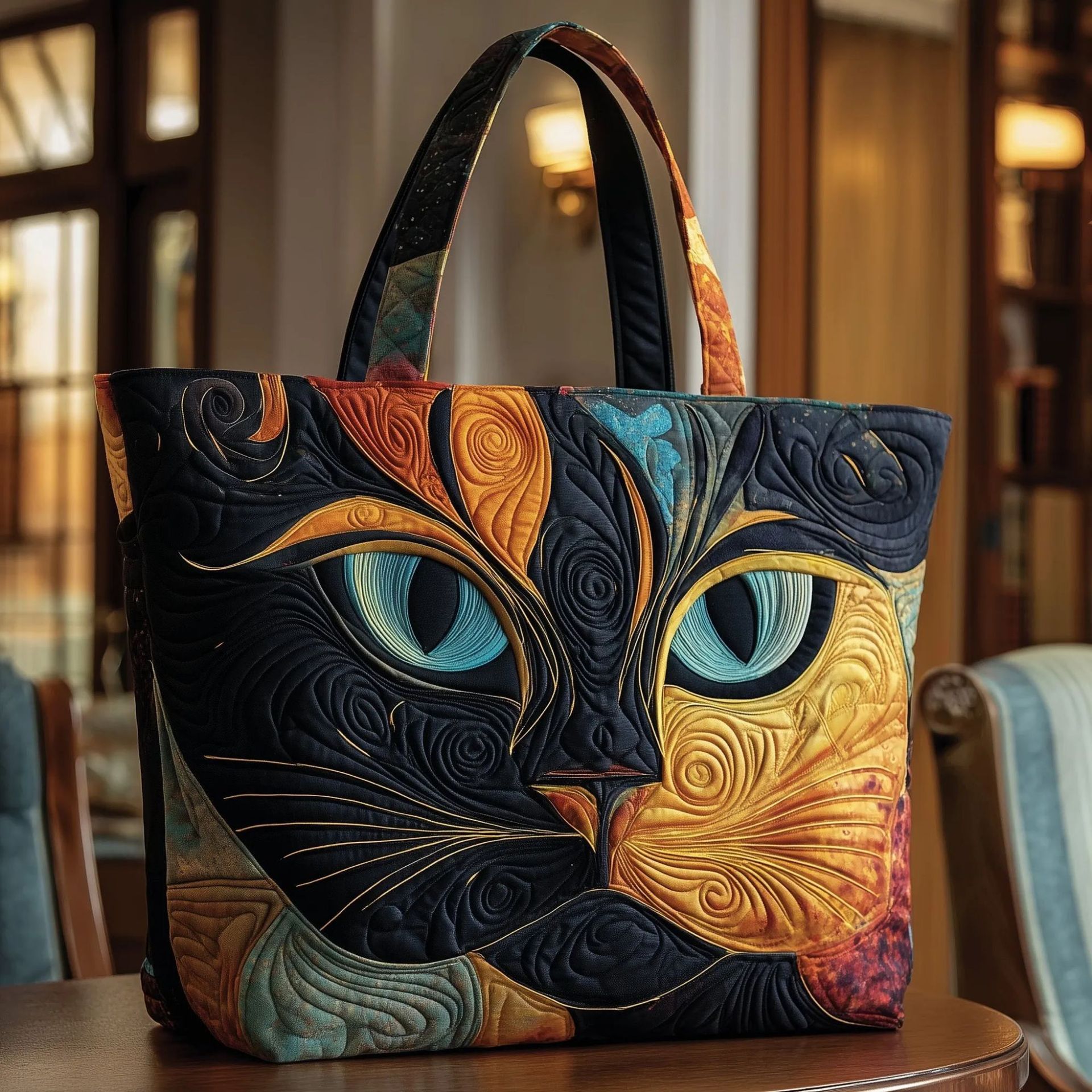 Creative, High-Capacity Tote Bag With Digital Print And Quilted Embroidery - Image 3