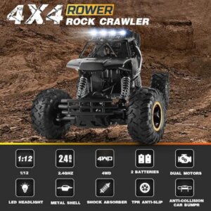 2026 3 Batteries 1-12 Rock Crawler Rechargeable Off Road Truck 4WD , Metal Shell LED Headlights RC Remote Control Off Road Car Truck,Logistics Is Randomly Sent By UPS&USPS&UNI&GOFO