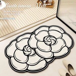 Light-luxury Diatomaceous Earth Water-absorbent And Stain-resistant Floral Bathroom Floor Mat