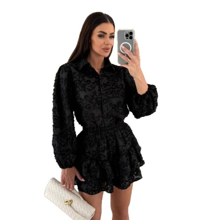 New Casual Two-piece Set Fashionable Long-sleeve Hollow-out Outfit