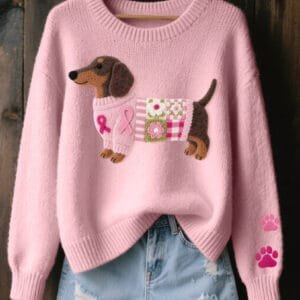 Womens 3D Digital Print Crew-Neck Sweater