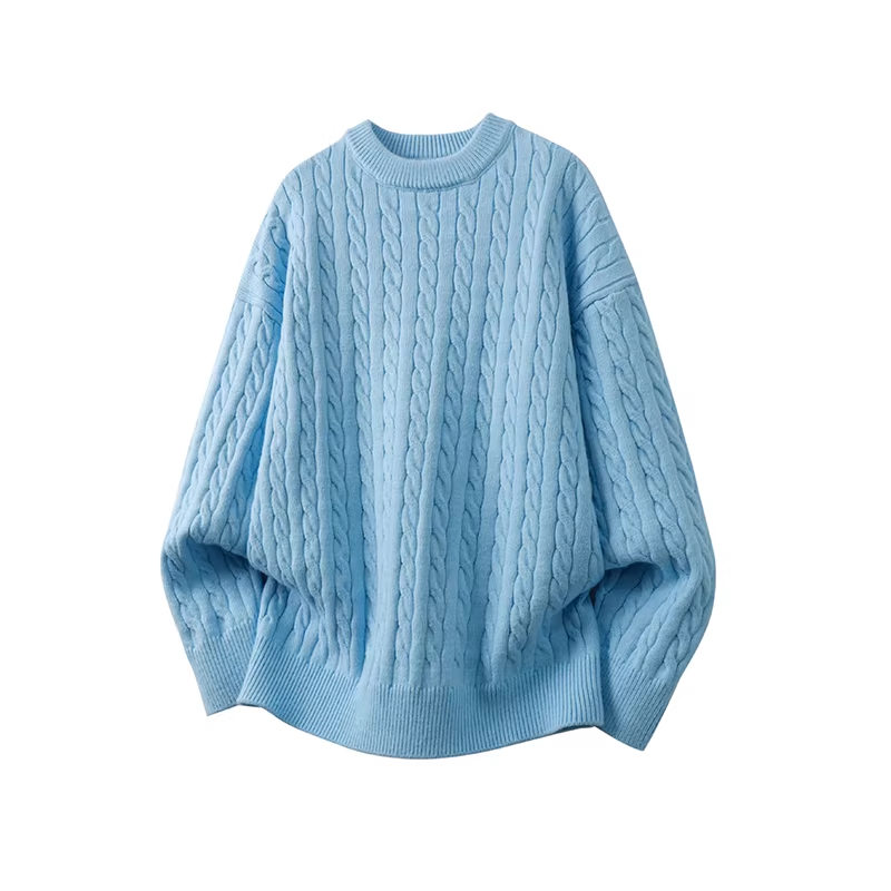 Minimalist Old-fashioned Cable Knit Crew Neck Sweater - Image 6