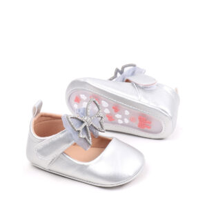 Velcro Bow Princess Shoes With Non-slip Soles For Toddlers