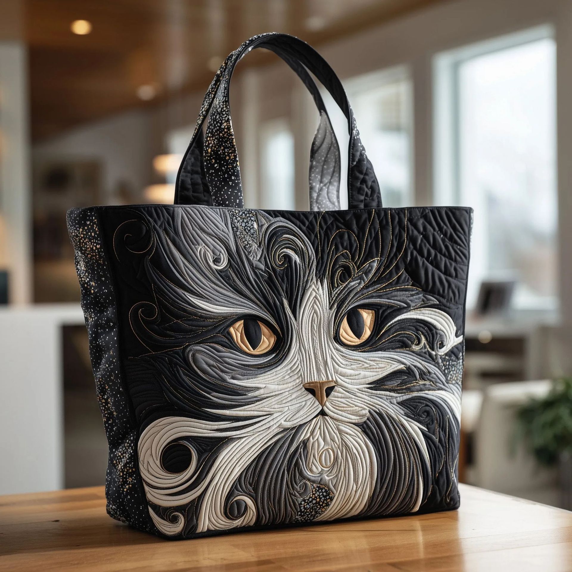 Creative, High-Capacity Tote Bag With Digital Print And Quilted Embroidery - Image 24