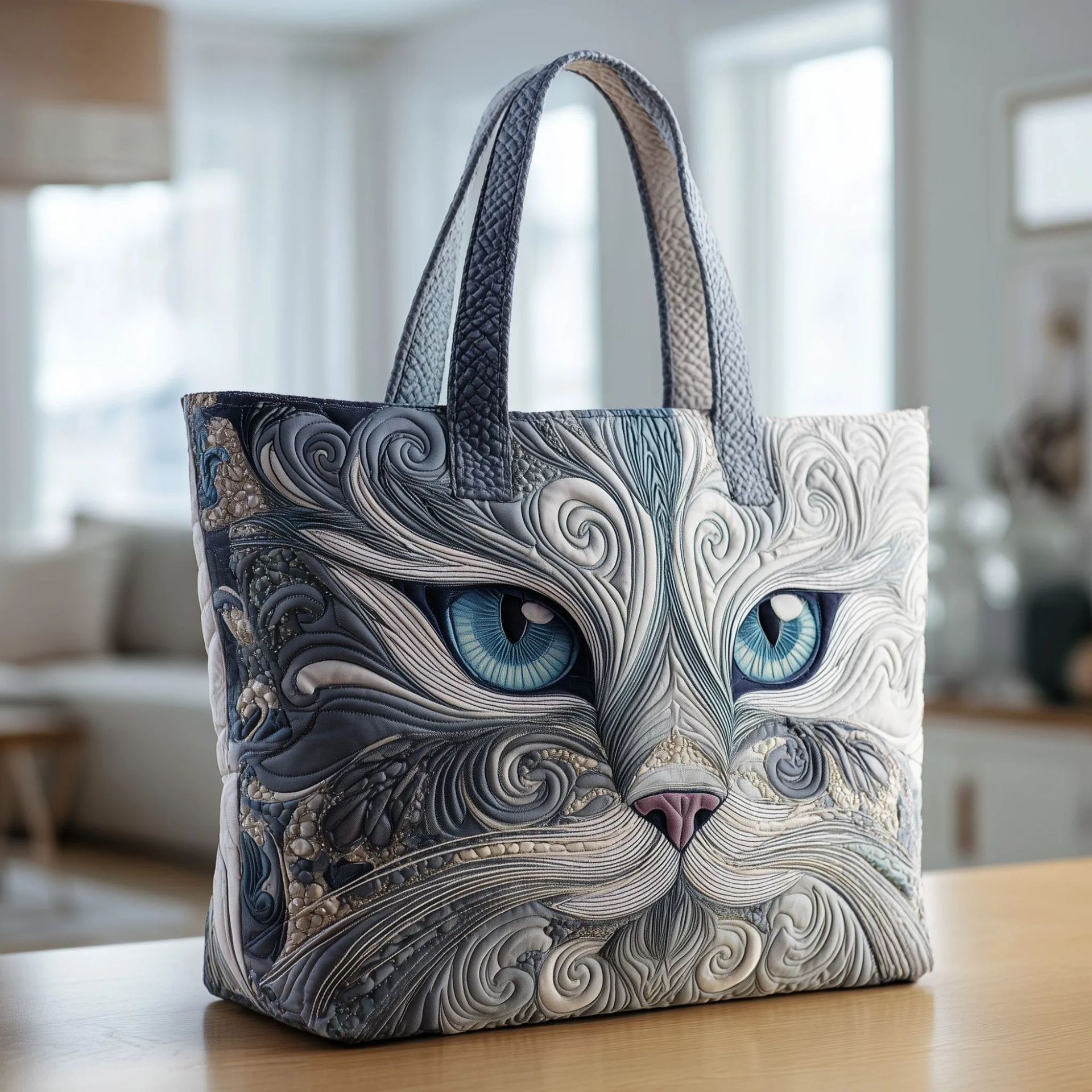 Creative, High-Capacity Tote Bag With Digital Print And Quilted Embroidery - Image 22