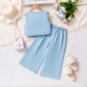 Sleeveless Vest Top Long Pants Suit For Toddlers And Young Children