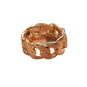 Mens Simple Glossy Gold Hip-Hop Ring In European And American Style