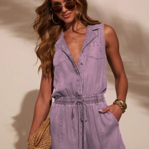 Womens Casual Washed Lightweight Denim Jumpsuit