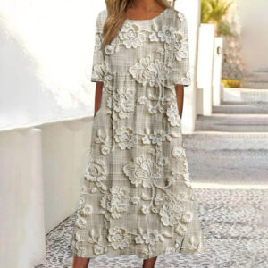 Simple Round Neck Stylish And Elegant Womens Dress