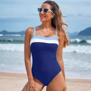 Sexy Striped One-piece Swimsuit With Bold Stripes And A Printed Bikini