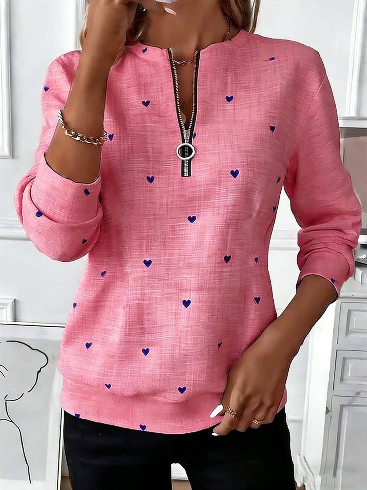 Womens Long-Sleeve Christmas-Print Sweatshirt - Image 9