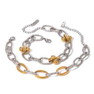 Stainless Steel Color-Block Bracelet For Women
