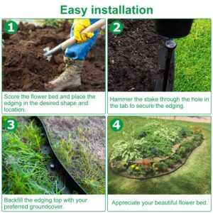 1Pc 32.8FT Non-Digging Plastic Garden Edging Kit Plastic Garden Border With 30 Spikes 2In Tall Border Edging For Garden Lawn Yard Flower Beds