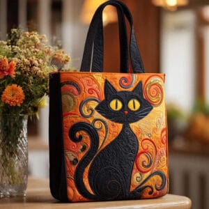 Creative, High-Capacity Tote Bag With Digital Print And Quilted Embroidery