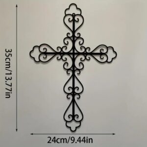 1pc Metal Retro Cross Wall Art Decoration, Metal Artwork, Scene Decoration