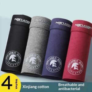 Pack Of 4 Mens Comfortable Breathable Cotton Boxer Briefs With Prints