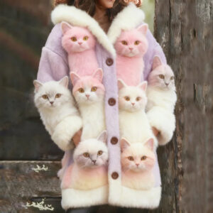 3D-printed Casual Hoodie Cape Jacket