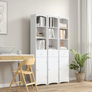 Bathroom Storage Cabinet, Free Standing Bathroom Storage Unit, Tall Linen Tower With 3-Tier Shelves And Drawer, White