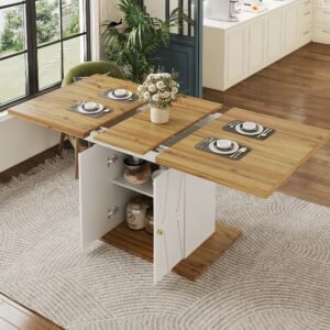 Extendable Dining Table With Relief Pattern - For Kitchen & Living Room, Wood Veneer Finish, Size 110x70x76.5cm Extends To 140cm