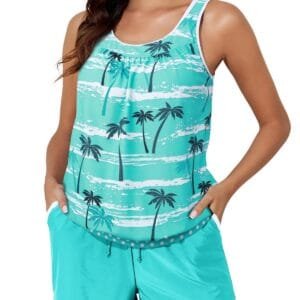 Womens Stylish Two-Piece Tankini Swimsuit
