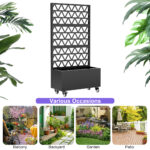 Metal Planter Box With Trellis Raised Garden Bed - 72.05x35.83x16.14, Trellis Privacy Screen For Climbing Plants, Vegetables, Vines Assembly Required