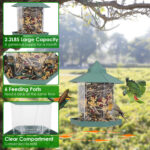 1Pc Hanging Gazebo Wild Bird Feeder Outdoor Bird Seed Station With Large Capacity 6 Feeder Interface For Garden Patio Park Weatherproof Easy To Refill