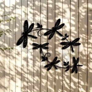 Elegant Dragonfly Wall Art Decor Set - 2-Piece Metal Sculpture For Indoor